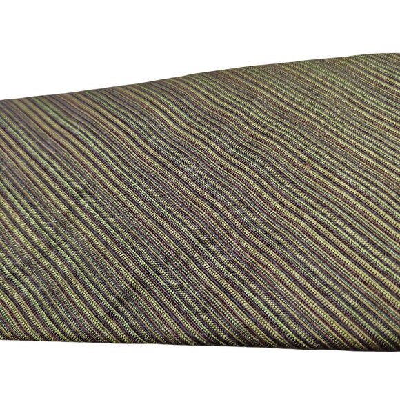 Vintage B.J. Ernst Green Striped Polyester Mens Necktie Minimalist Career Irish - Picture 8 of 8